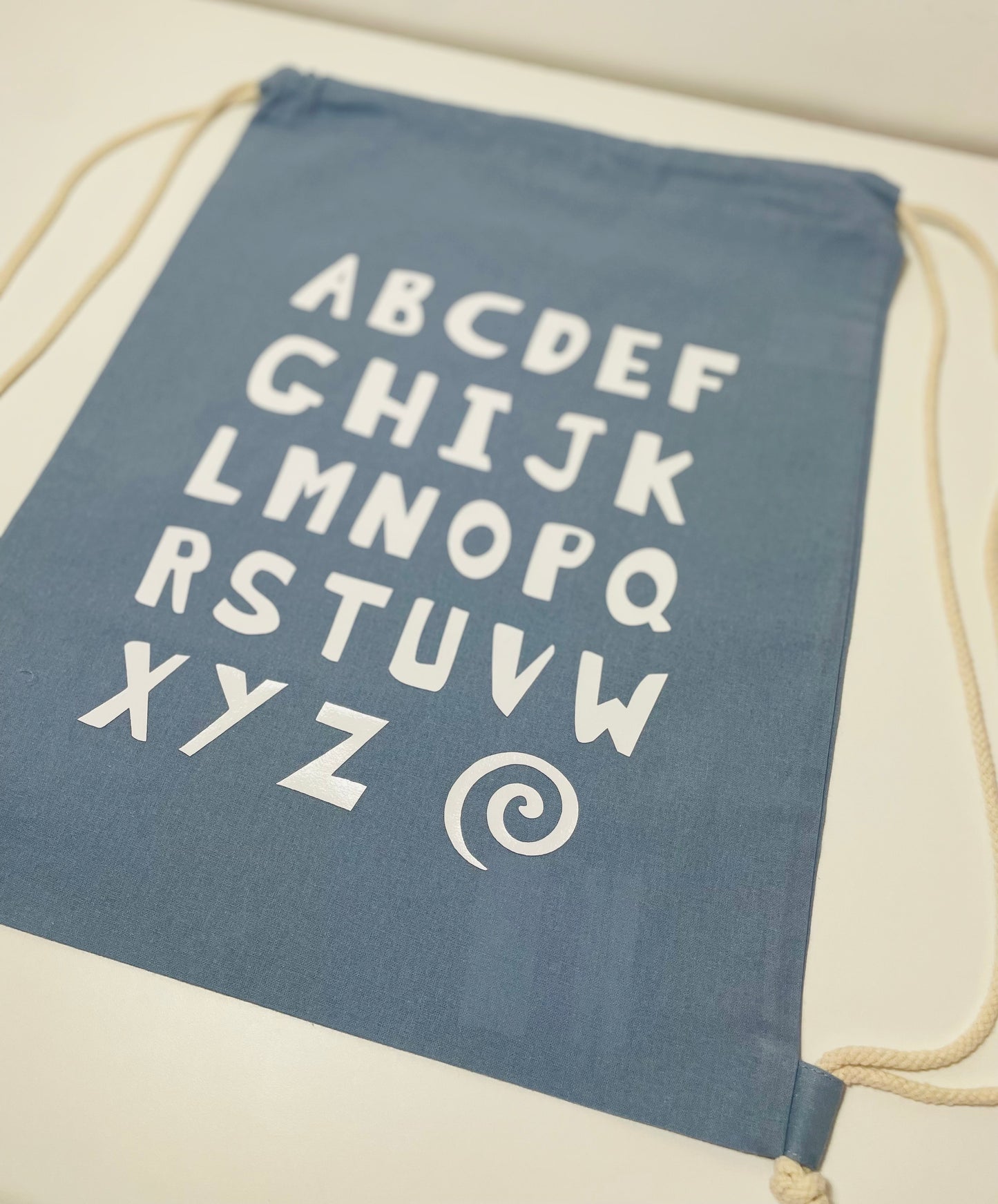 My Alphabet Bag | Dusky Blue Drawstring Toy Bag