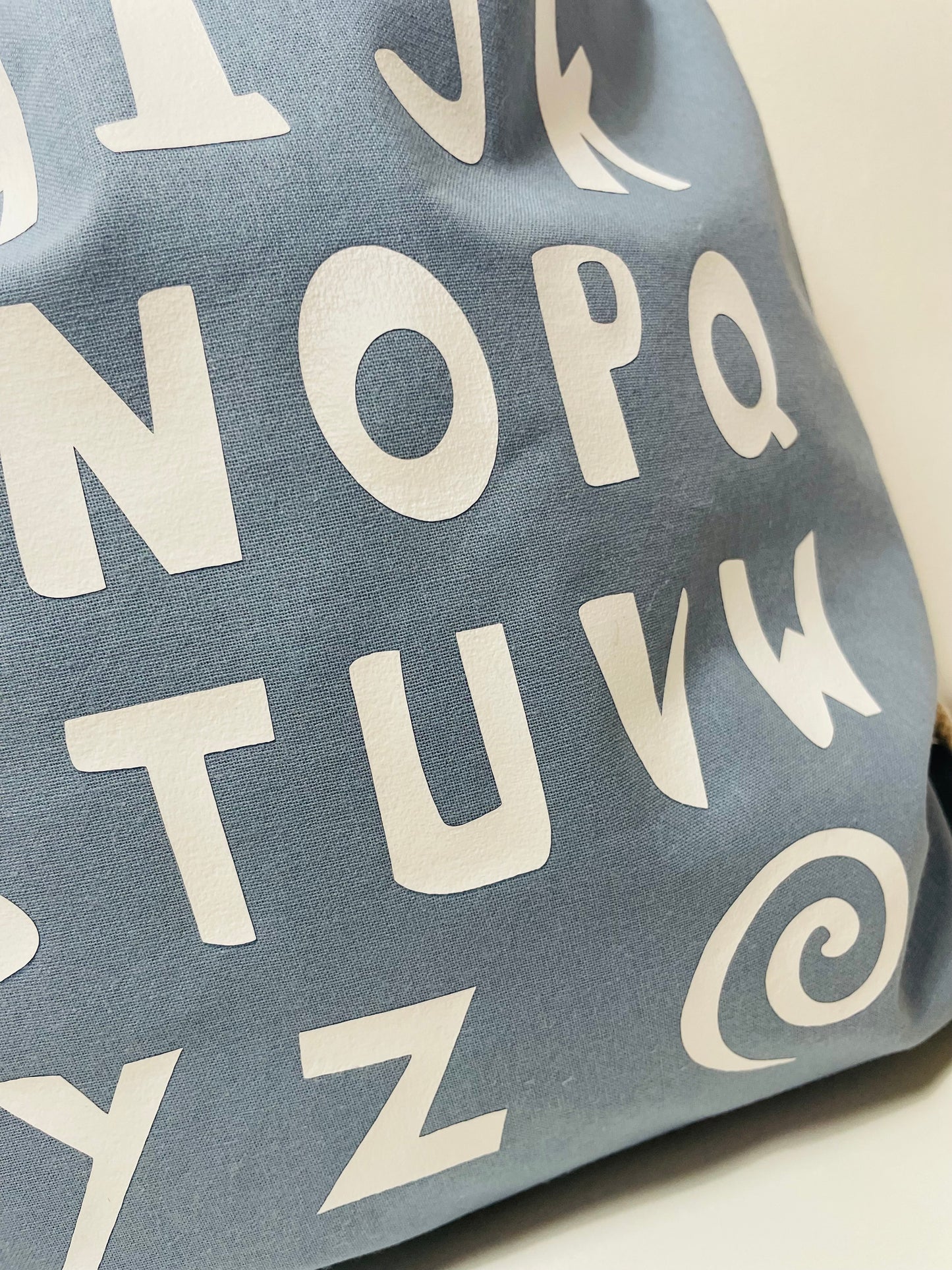 My Alphabet Bag | Dusky Blue Drawstring Toy Bag