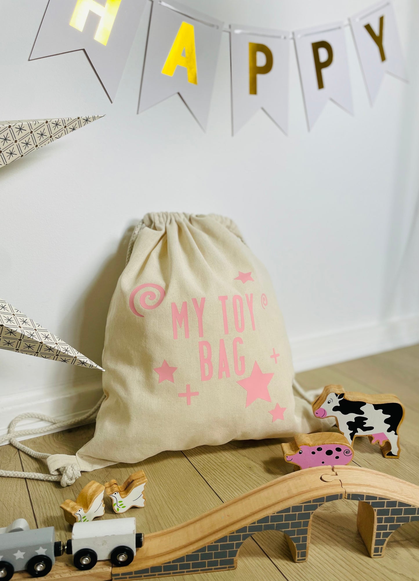 My Toy Bag - Pink Drawstring Toy Bag