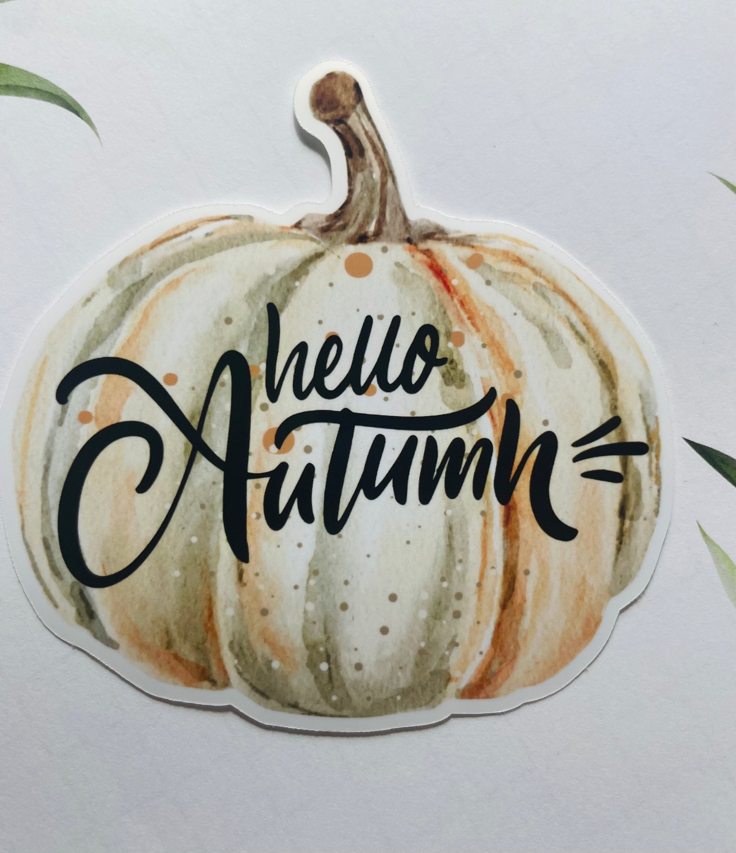 Hello Autumn Sticker - Pumpkin & Paint Flecks Design