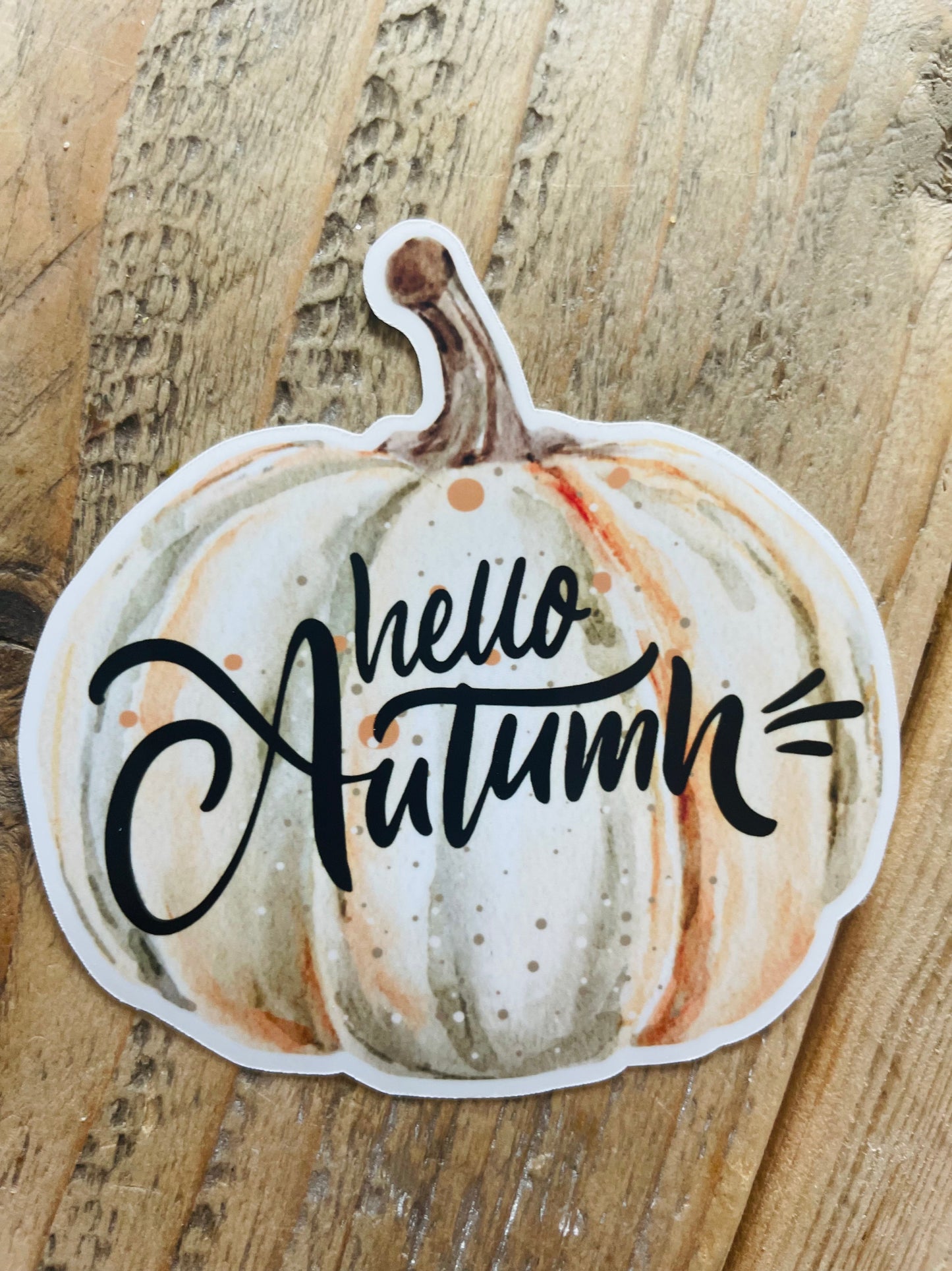 Hello Autumn Sticker - Pumpkin & Paint Flecks Design