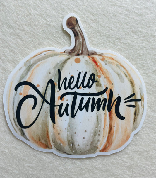 Hello Autumn Sticker - Pumpkin & Paint Flecks Design