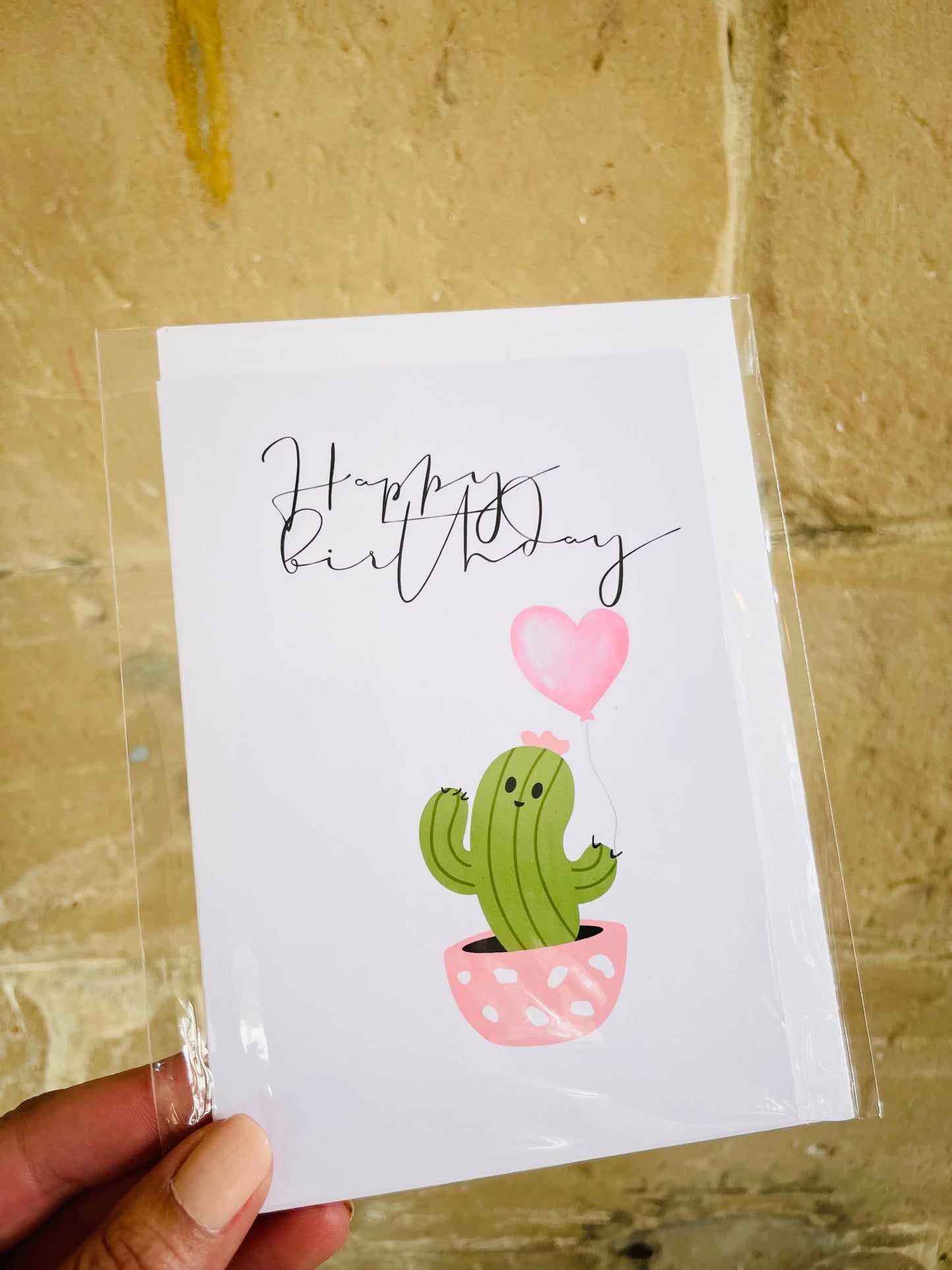 Happy Birthday Cactus & Balloon Greeting Card