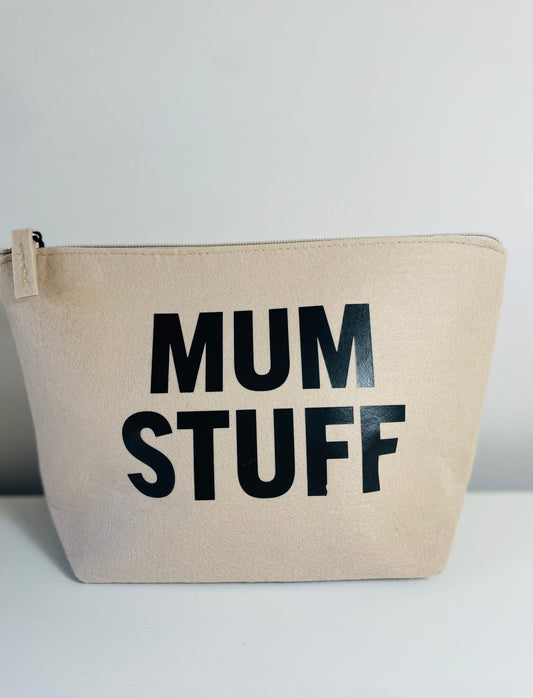 Mum Stuff Large Felt Cosmetics Bag