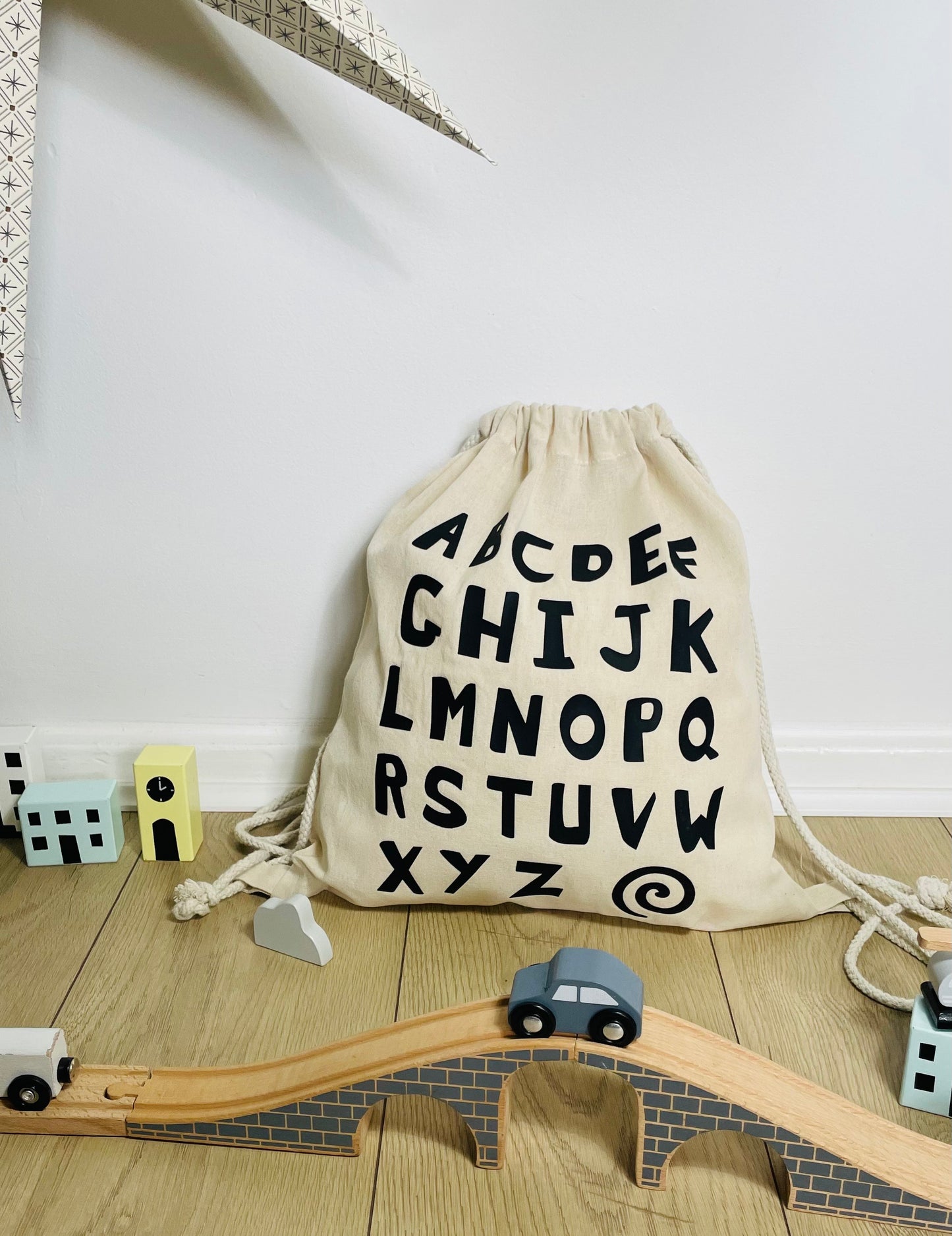 Alphabet Drawstring Toy Bag