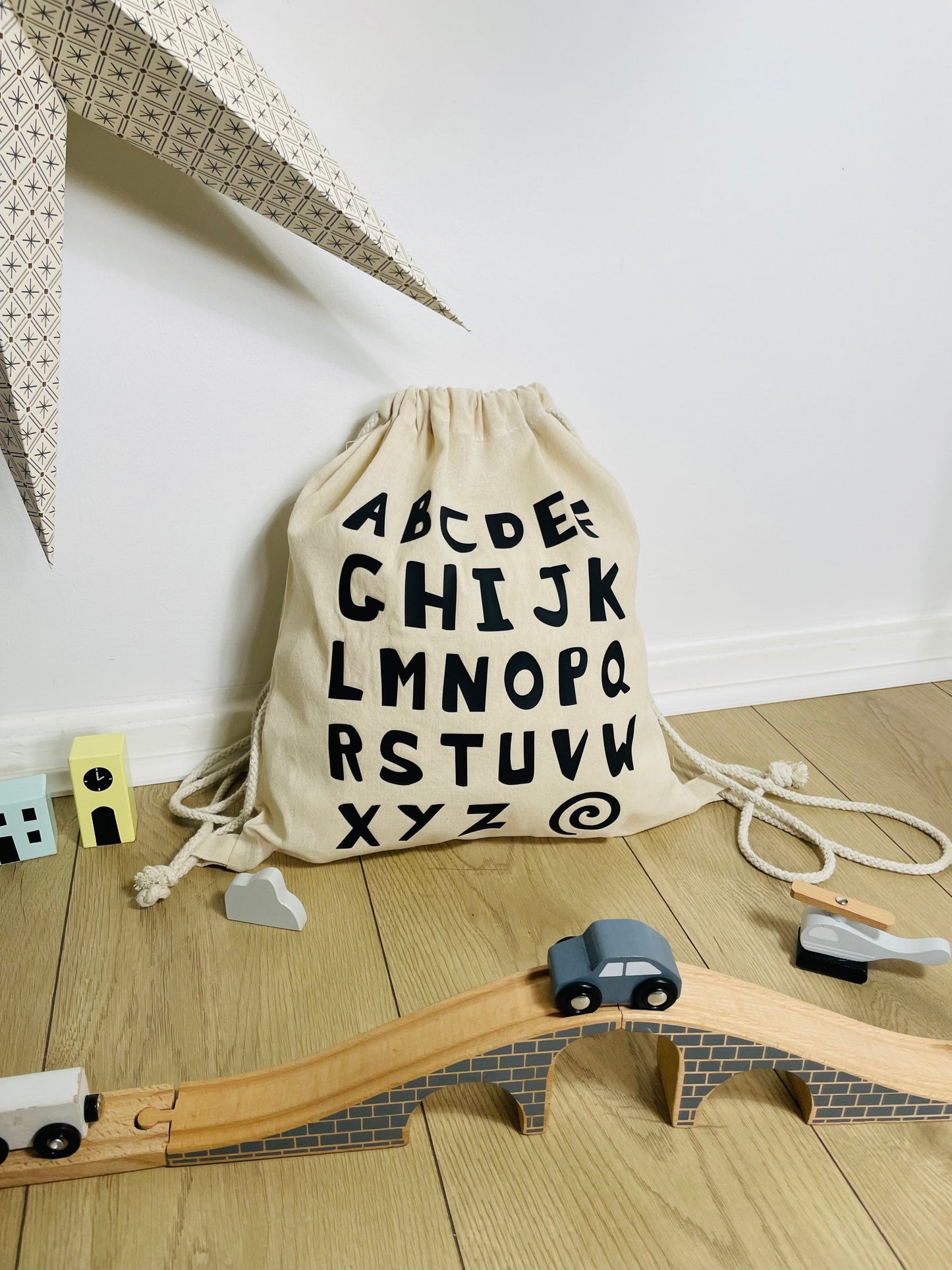 Alphabet Drawstring Toy Bag
