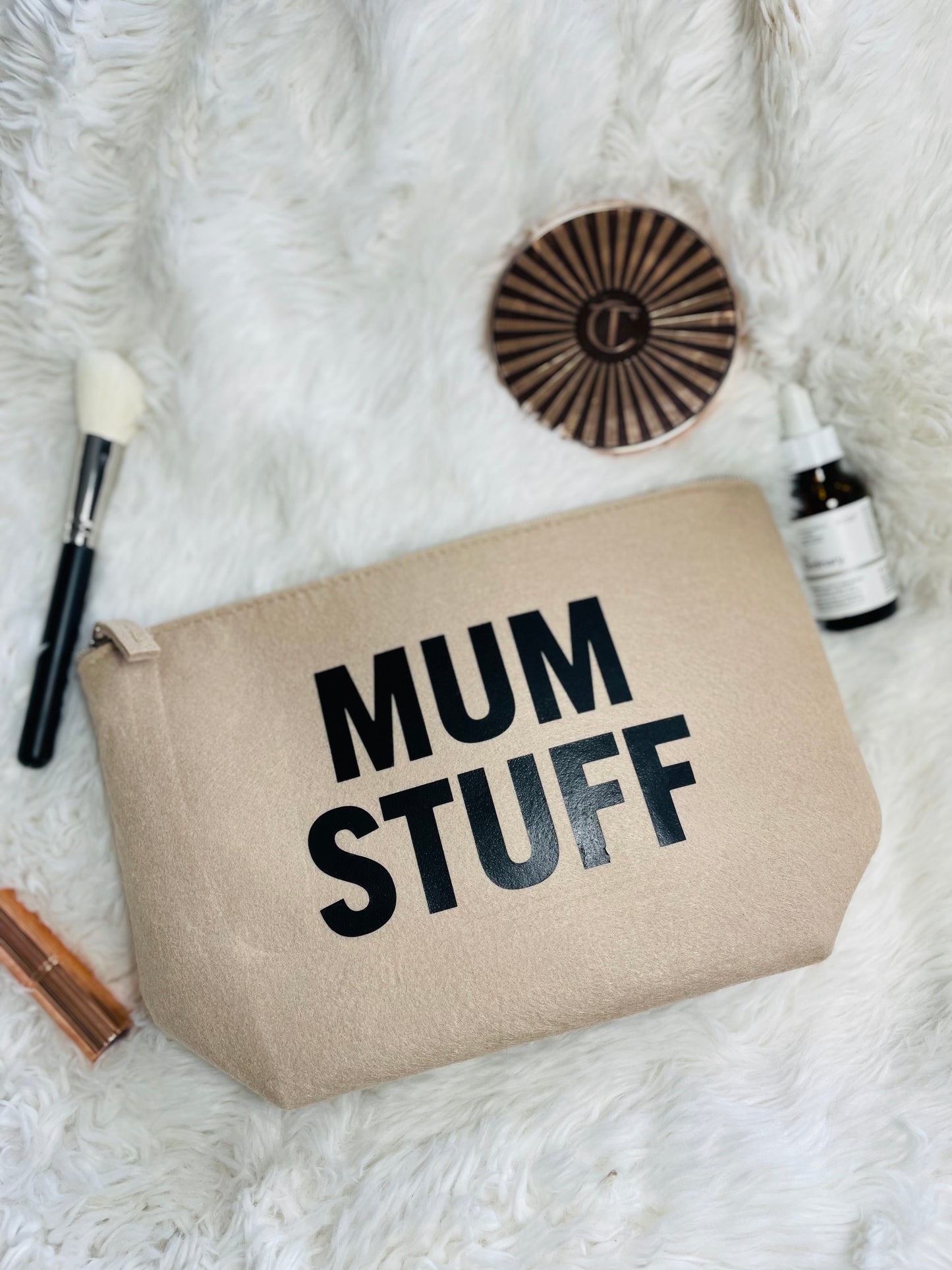Mum Stuff Large Felt Cosmetics Bag